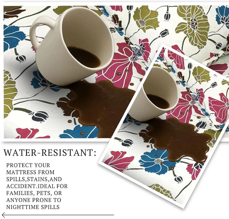 HOMEKART Waterproof Fitted Bedsheet for King Size 78x72+10 inch | Leakproof, Noiseless, Skin-Friendly | Elastic Bed Sheet with 2 Pillow Covers | Dustproof & Breathable -White & Blue