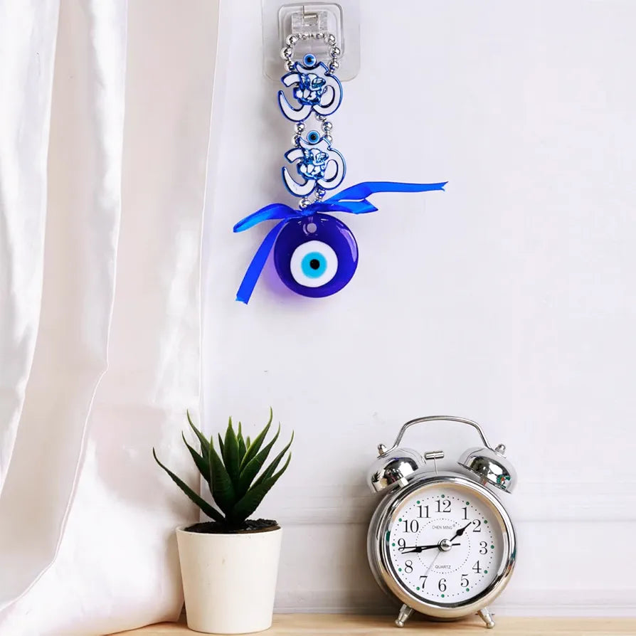 Shubhanjali Om Evil Eye Hanging | Nazar Battu Turkish Evil Eye Wall Hanging Décor for Home, Car Accessories, Office & Entrance Decoration