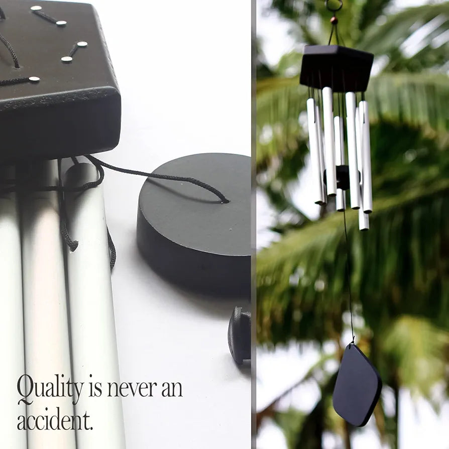 Lilone 7 Pipe Silver Wind Chimes for Home Positive Energy | Windchimes for Balcony Bedroom with Sweet Sound | 60 cm Long