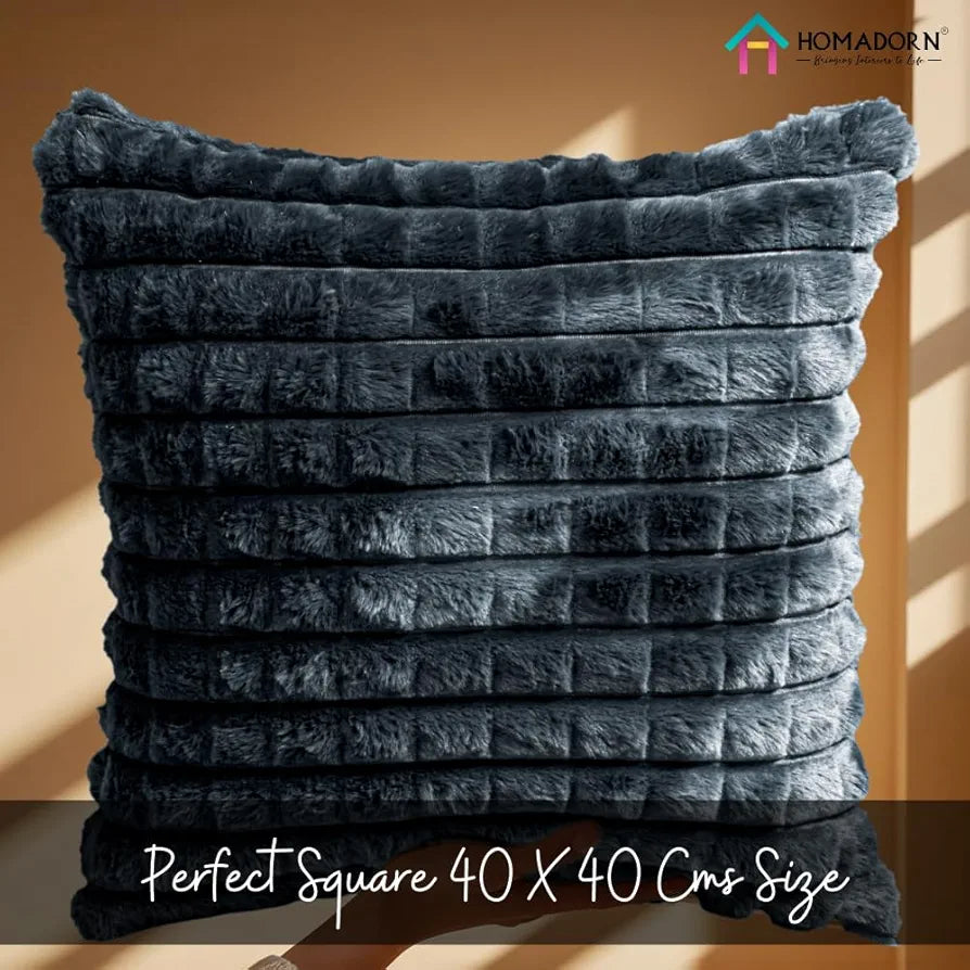 HOMADORN Luxury Plush Fur Reversible Cushion Cover Ultra Soft & Cozy 