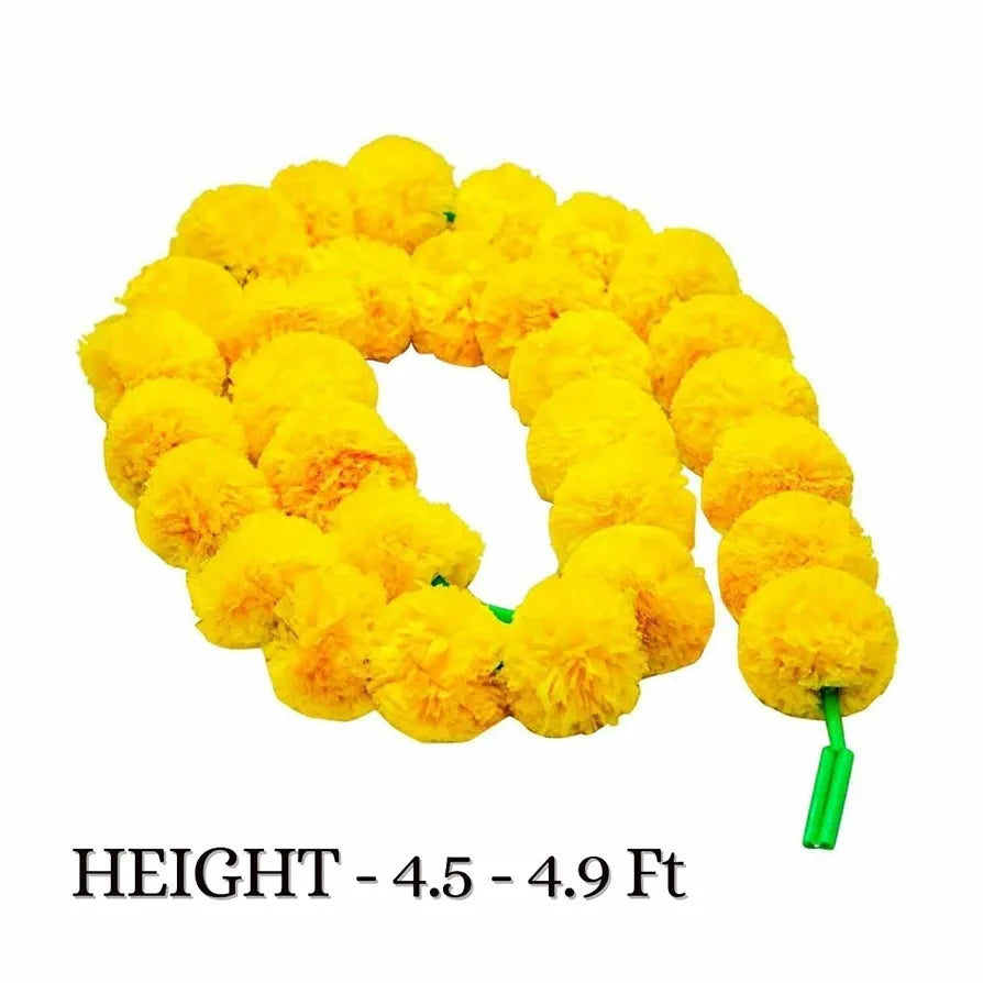 DRYPHON Artificial Marigold Garlands, Diwali & Pooja Room Decorations - Pack of 10 