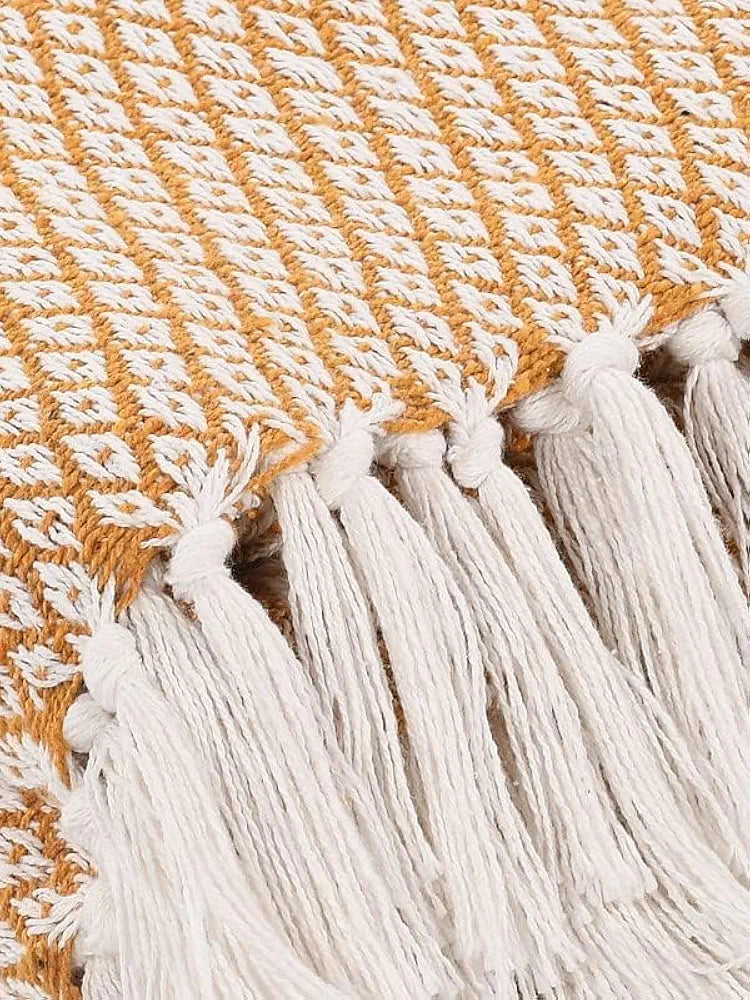 SASHAA WORLD Soft Throw Blanket | Used Both Indoor and Outdoor |Blanket for Living Room, Sofa, Bed & Chair | Beige Throw Blanket| Pack of 1, 160 x130 cm| Cotton| Reversible