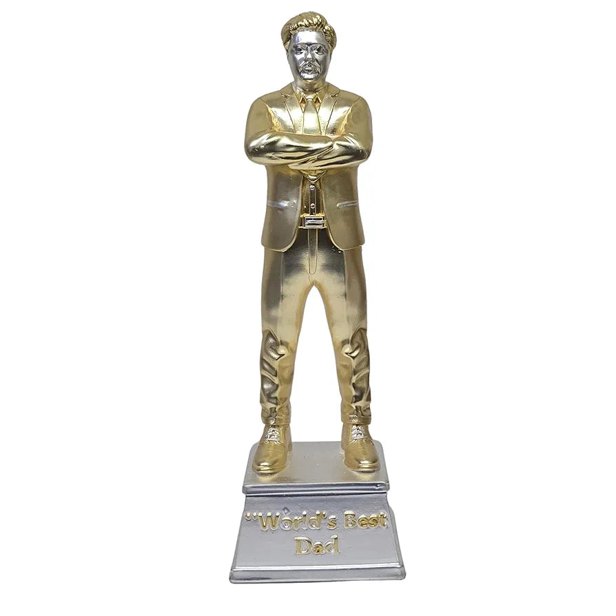 Gold Art India Best Father Figurine Gold & Silver Plated Matte | Trophy for Father | Fathers Birthday | Study Table | Office Desk , 9'' Inch