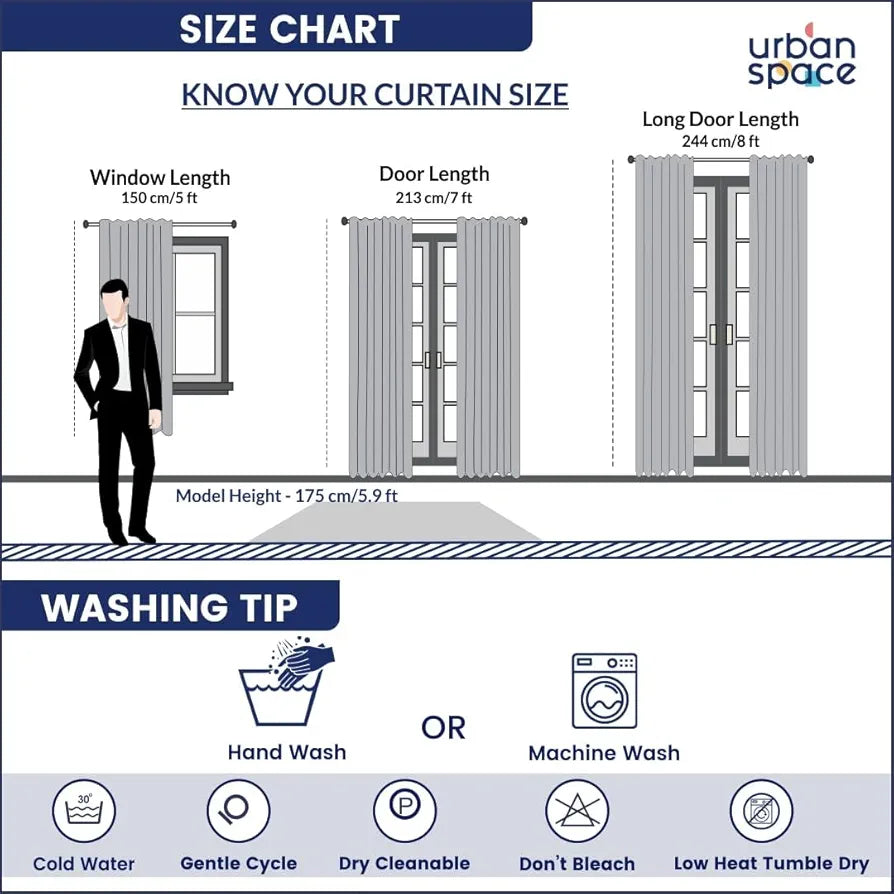 Urban Space 100% Blackout Curtains for Window 5 Feet Set of 2, Thermal Insulated Curtains with Eyelets and Tiebacks, Solid Curtain for Living Room Home Decor 