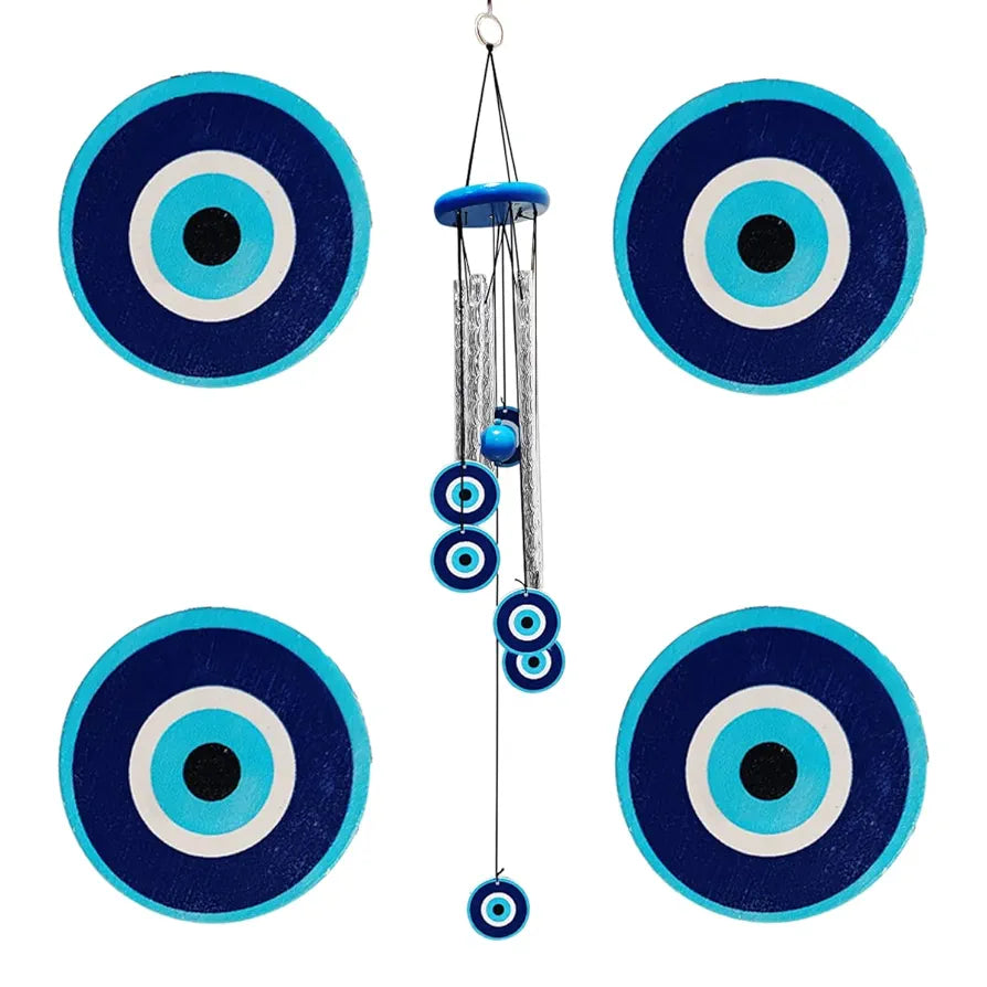 9Dzine Wind Chimes for Home | Wind Chimes for Balcony Bedroom with Evil Eye Protection - Positive Energy | Home Decor Items  - 27 Inches