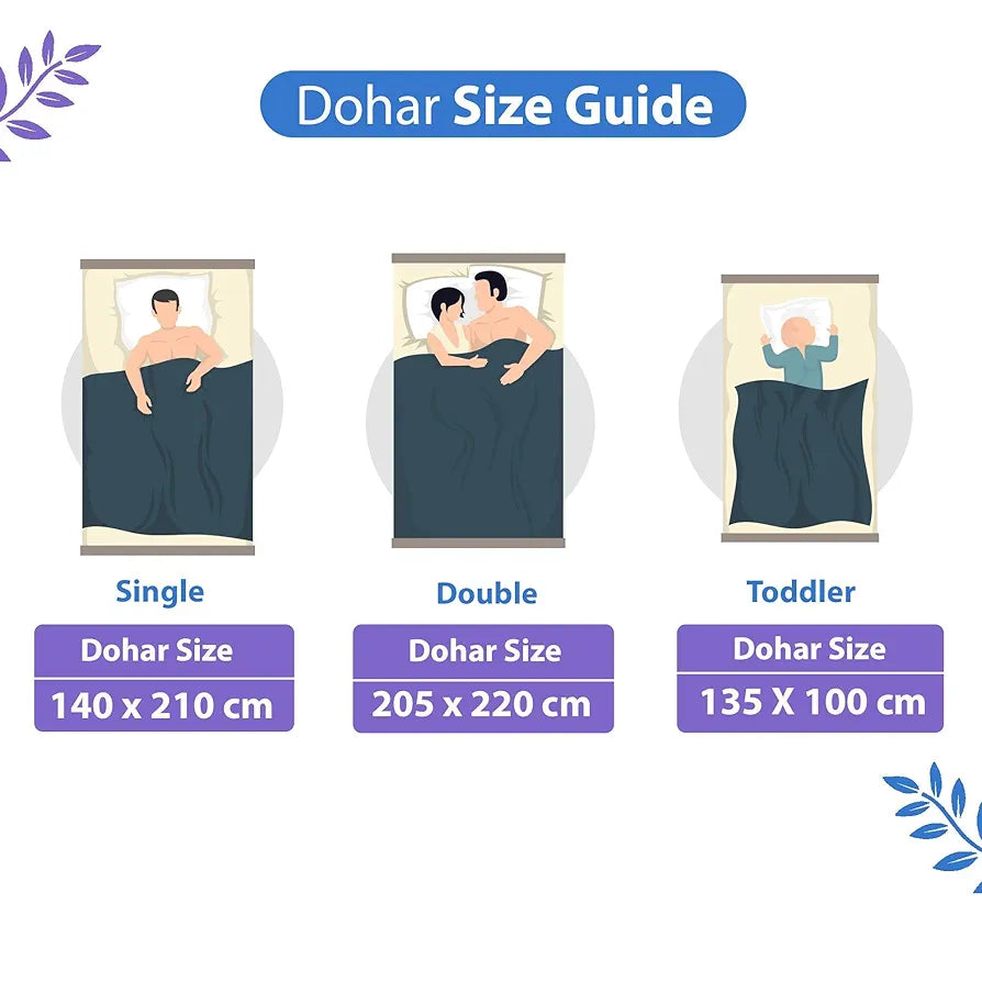 Divine Casa 120 GSM Microfiber Double Dohar | Soft & Lightweight Throw Blanket | Cozy & Breathable | All-Season Comfort | 220 x 205 CM | Leaf Pattern | Aquarius Purple