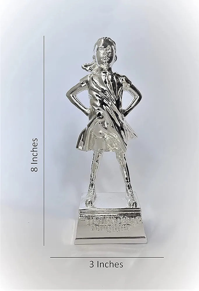 Gold Art India Daughter Figurine Silver Plated | World's Best Daughter | Best Gift for Girl| Girls Gifting for Birthday | Gift for Young Girl | Women's Day Gift | Study Table | Office Desk