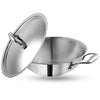 Vinod Platinum Triply Stainless Steel Cookware Kadai with Lid - 1.8 litre, 22 cm / 2.5 mm Thick