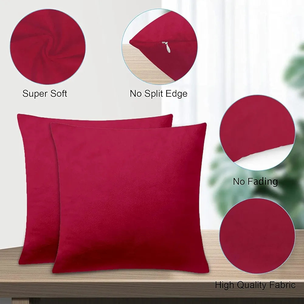 Cloth Fusion Velvet Sofa Cushion Cover Set of 2, Luxurious Cushion Cover Set 16-inch x 16 inch for Home Decor 