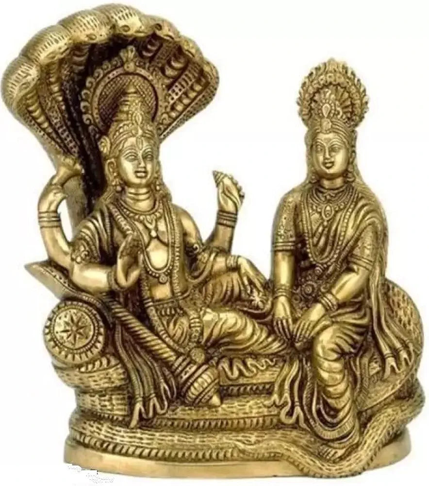 UAPAN Brass Lord Vishnu Laxmi Sculpture Decorative Showpiece  Decorative Showpiece - 10 cm 