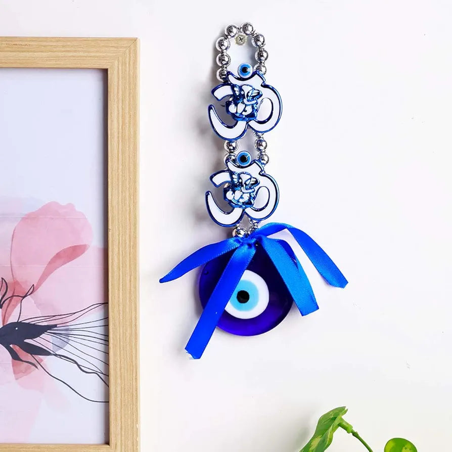 Shubhanjali Om Evil Eye Hanging | Nazar Battu Turkish Evil Eye Wall Hanging Décor for Home, Car Accessories, Office & Entrance Decoration