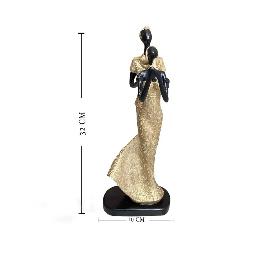 Xtore Lavish Golden Black Resin Couple with Bird for Home Decor 