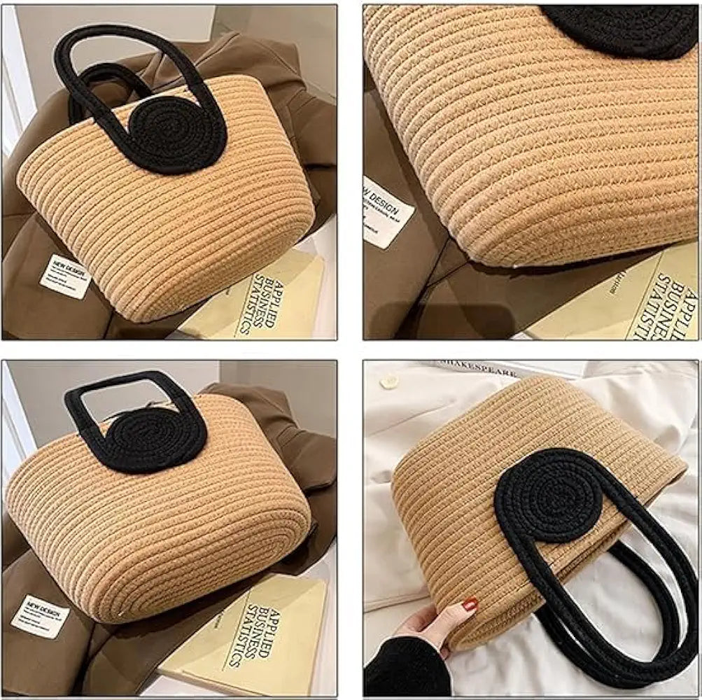 BEAUTIFUL HOMMIES Attractive Hand Bag | Large Tote | Summer Bucket | Bamboo Beach Basket for Women | Boho Handbag | Jute Handmade