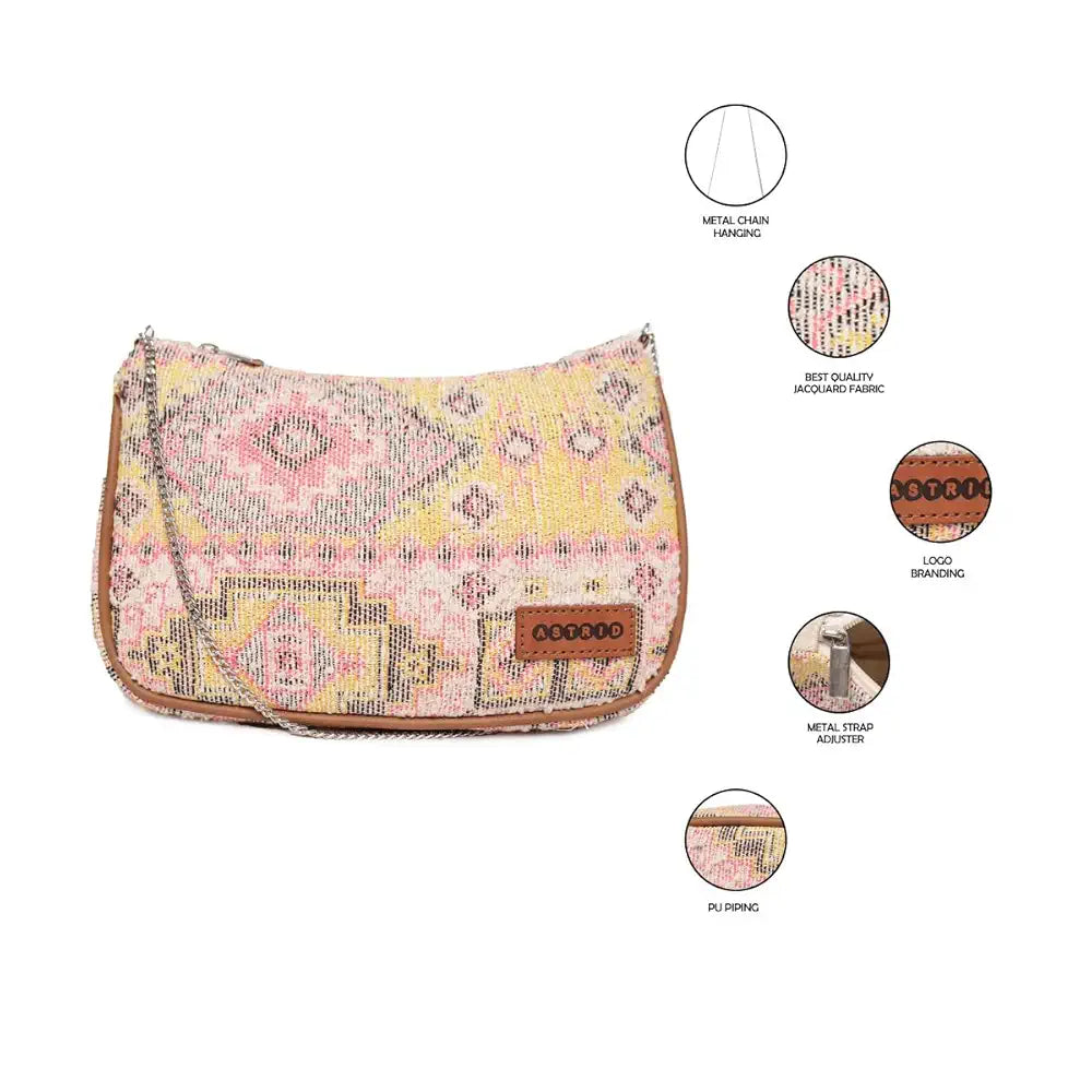 ASTRID Handmade Macrame Flap Over Sling Bag For Girls And Women