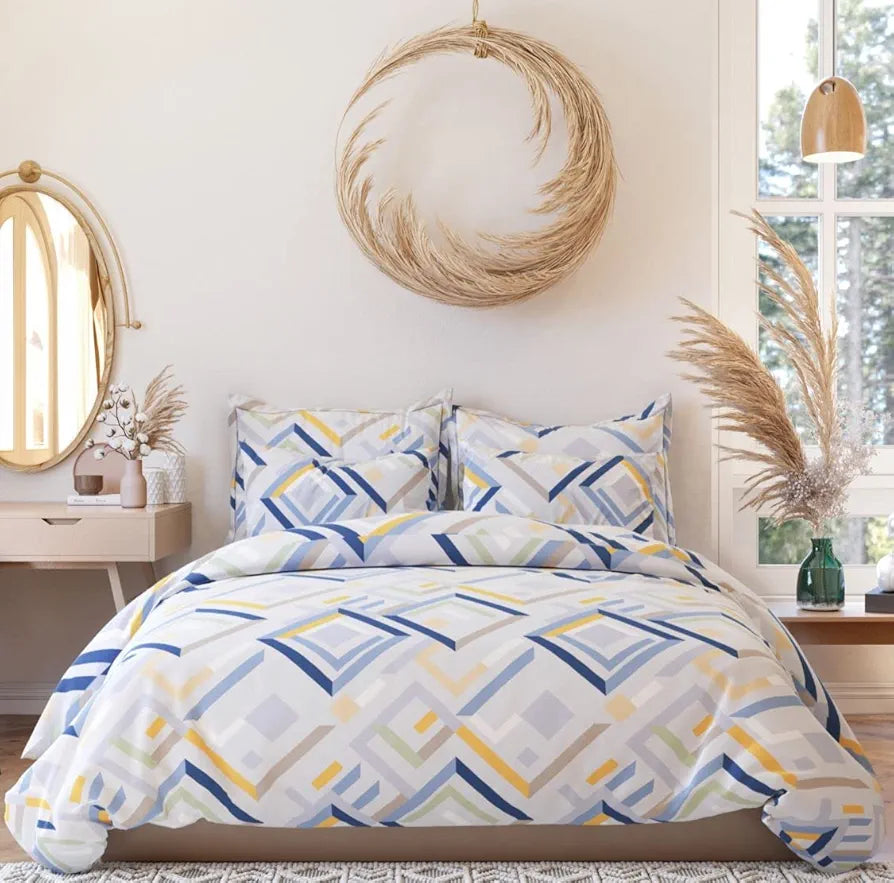 THE HOME STYLE 400 TC Cotton Elastic Fitted All Around Printed King Size Double Bed Bedsheet wih 2 Pillow Cover 