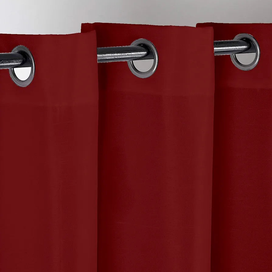 Divine Casa Super Satin Blackout Door Curtains Pack of 2 | Solid Panels for Complete Light Block | Size 7 Feet | Silky Touch & Thermal Insulation | Cherry Red