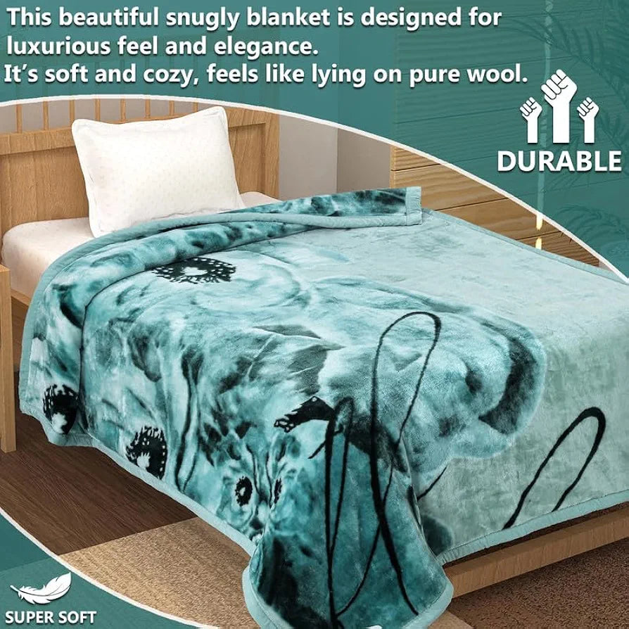 HOMEKART Super Soft Cloudy Printed Single Bed Blanket for Heavy Winter, Single Ply Mink Blanket King Size with 152 x 220 Cm -2.5 Kg | TC - 400