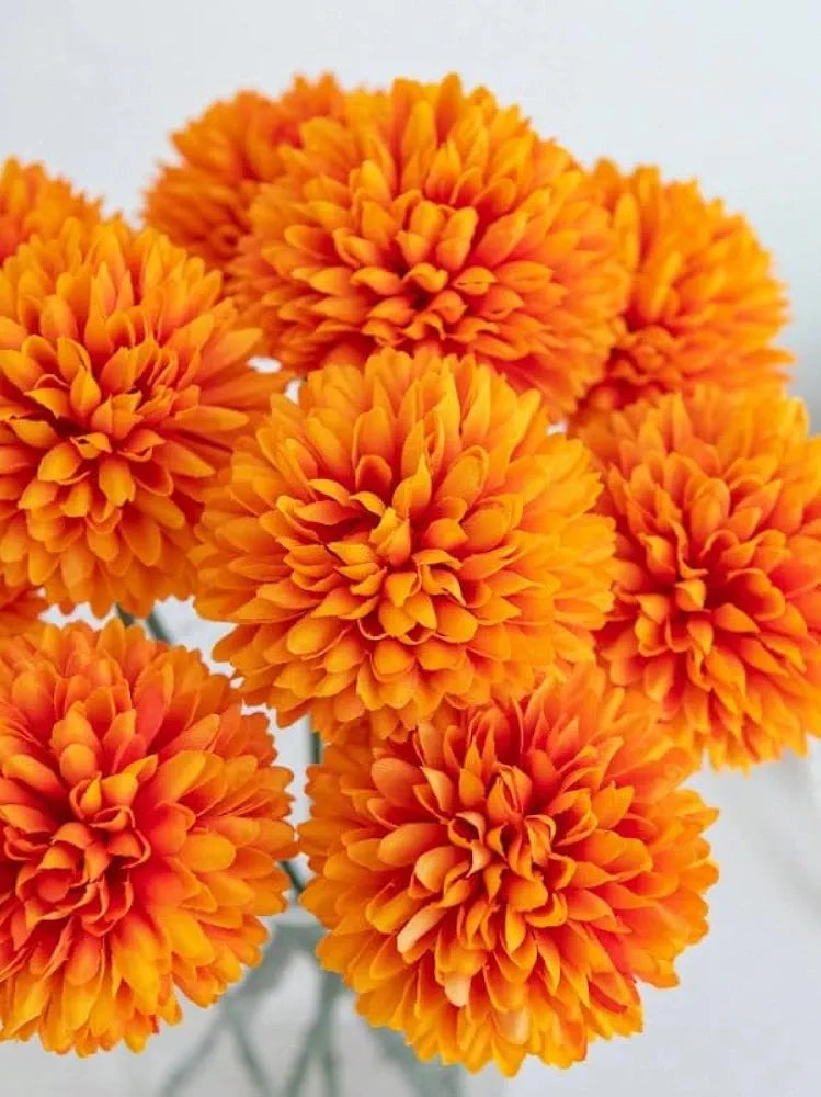 SATYAM KRAFT 5 Pcs Artificial Chrysanthemum Hydrangea Ball Flower Sticks for Home, Office, Bedroom, Balcony, Living Room, Wedding & Craft Decoration  