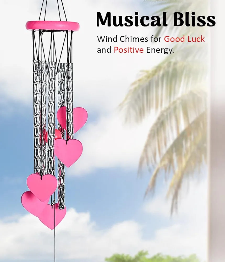 ZAICUS Pink Heart Wind Chime - Heart-Shaped Hanging Décor - Wind Chime for Home - Home Decor Items for Valentine’s Day & Special Moments