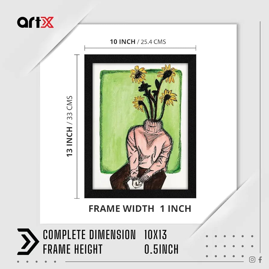 ArtX Paper Blooming Lady Frame Wall Art Painting, Multicolor, Abstract, 10X13 inches, Set of 1