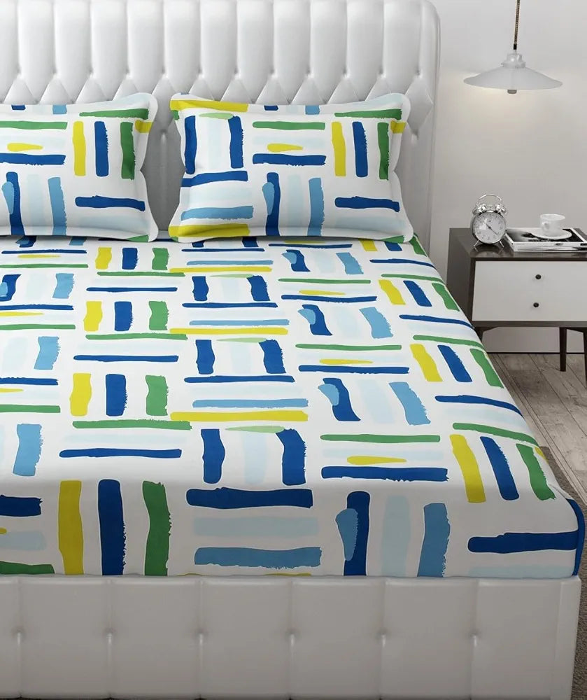 FRESH FROM LOOM Microfiber Rotary Printed Bed Sheet Set - King Size, Hypoallergenic, Wrinkle Free with 2 Pillow Covers , 144 TC