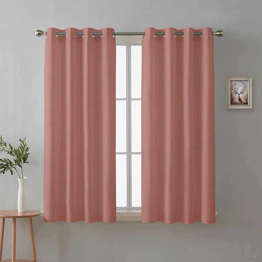 Cloth Fusion Blackout Window Curtains 5 Feet Long Set of 2, Room Darkening Blackout Curtains 5 Feet for Window with Grommet Design for Home Decor 