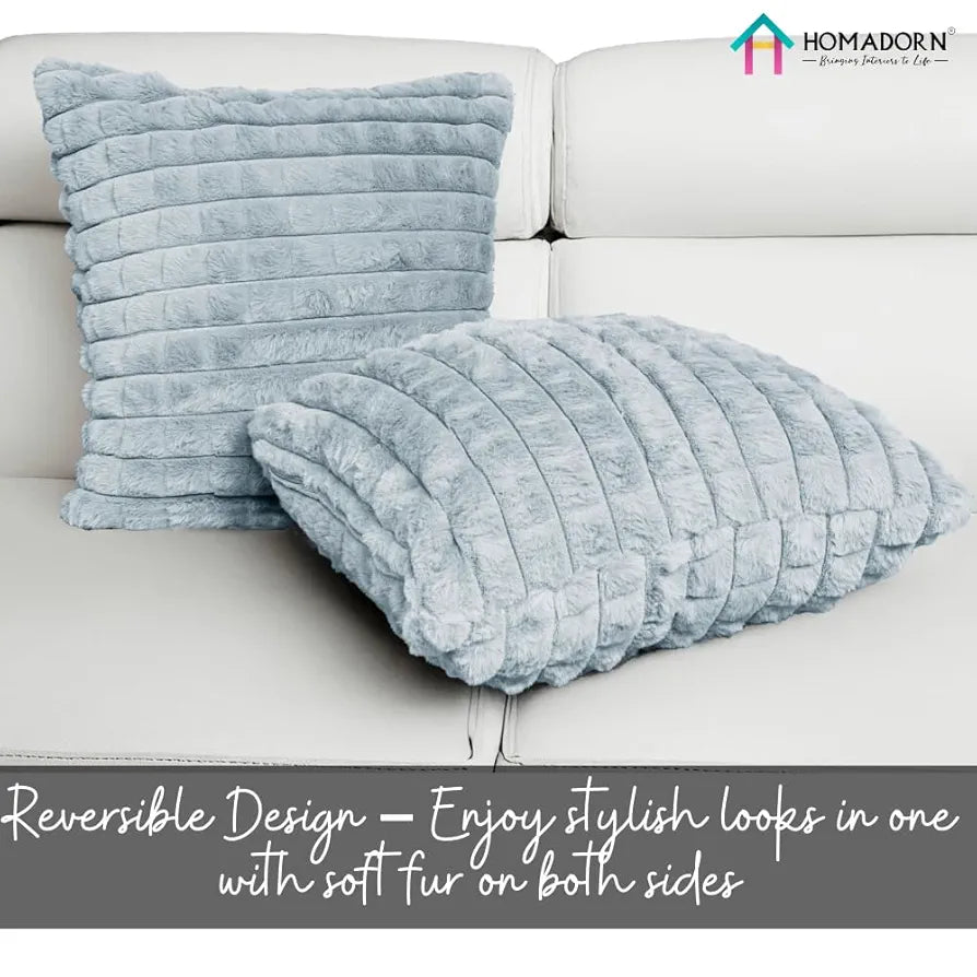 HOMADORN Luxury Plush Fur Reversible Cushion Cover Ultra Soft & Cozy 