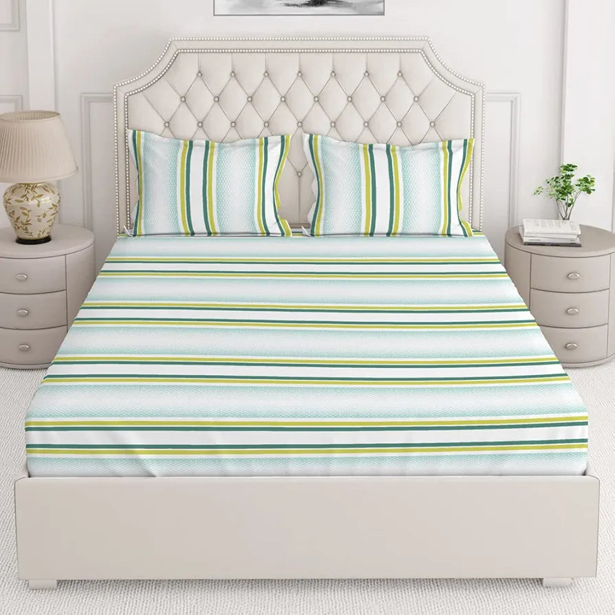 Layers Duracount Bedsheet Set for All Seasons - Lightweight, Moisture Absorbent, Machine Washable & Easy to Care - Gift for Housewarming & More - 225 CVC - King Size 