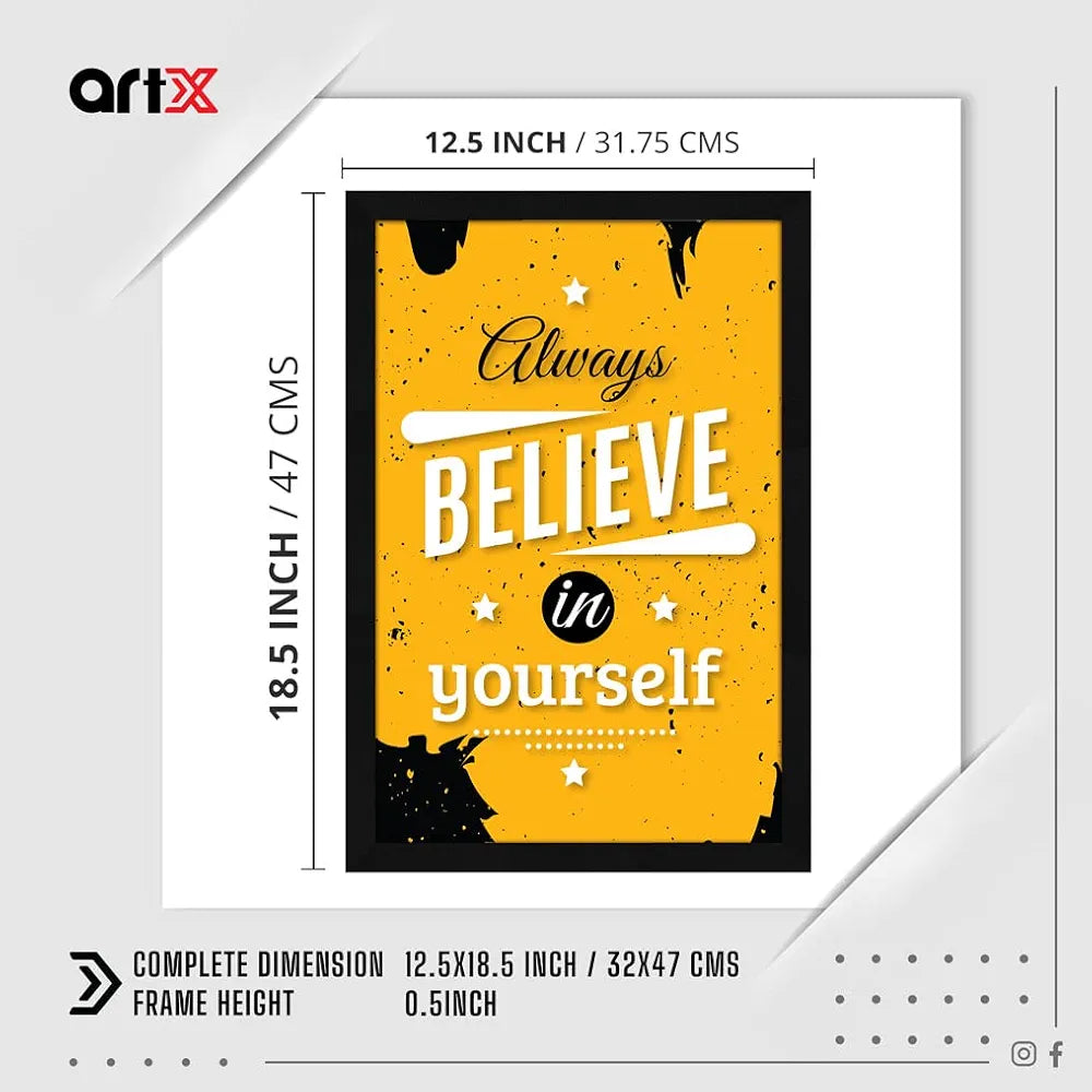 ArtX Paper Motivational Quote Always Believe In Yourself Wall Frame Art Painting, Multicolor, Motivational, 13X19 in, Set of 1