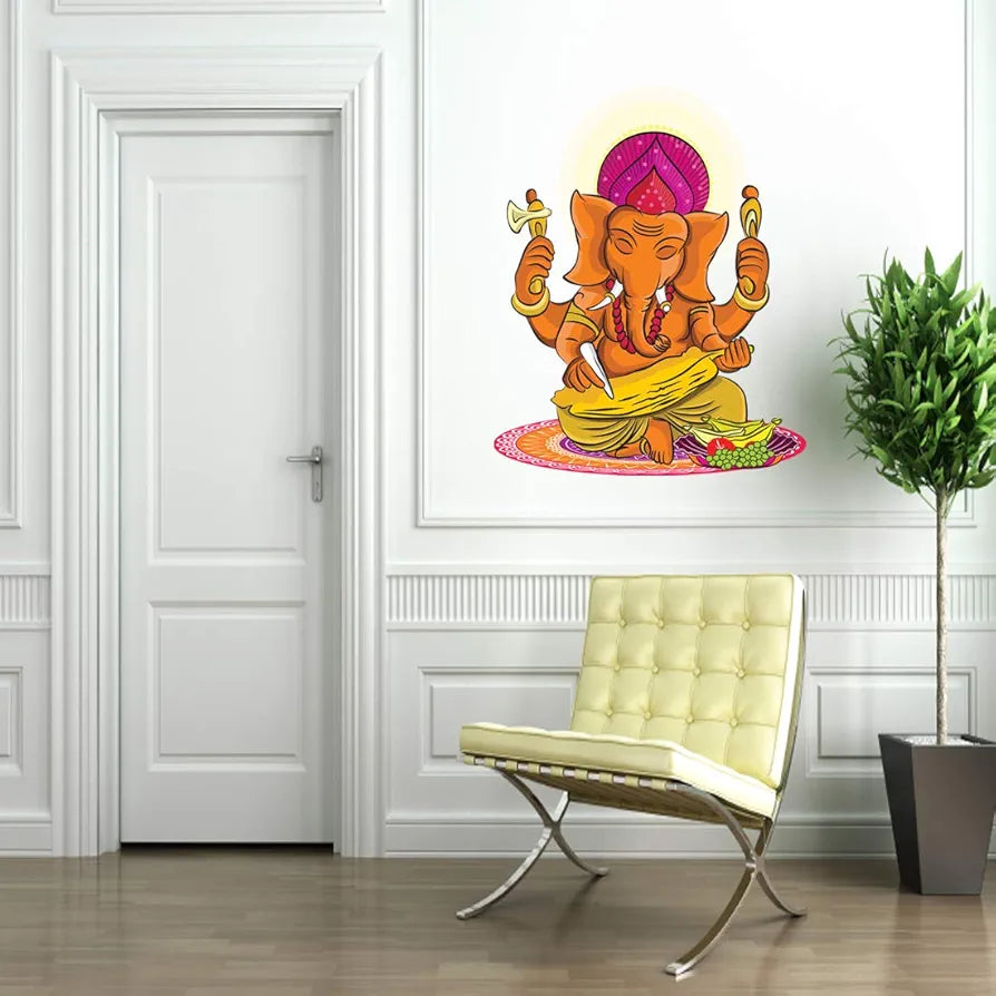 Rangoli White Glossy Vinyl Wall Sticker Premium Self-Adhesive Waterproof Decorative Wall Decal for Bedroom, Living Room, Office & Home Decoration Easy to Apply. Design-22