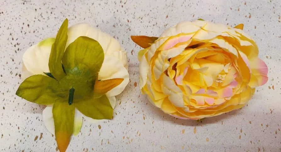 SATYAM KRAFT 6 Pcs Artificial Fabric Rose Flower Heads | Handmade Peony Style Flowers for DIY Crafting, Gift Packing, Bouquet Making, Wedding, Home & Event Decoration 
