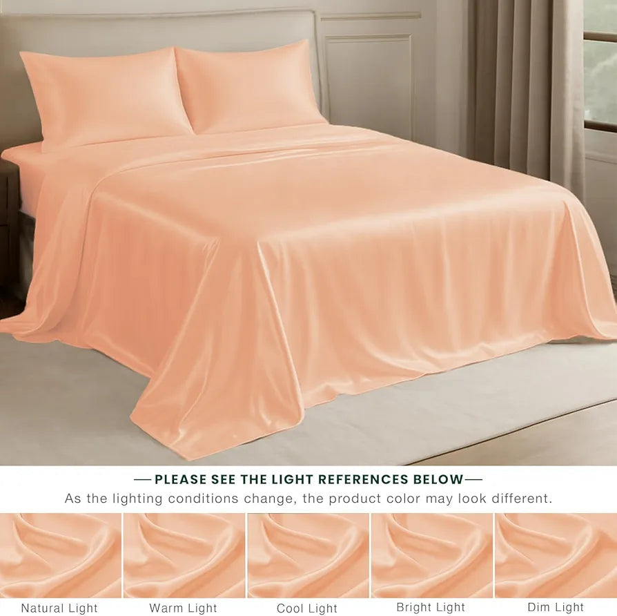Cloth Fusion Satin Bedsheet for King Size Bed, Perfect for Romantic Night, Excellent Gift for All Celebrations, Set of 1 Satin Sheet 108