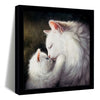 ArtX Mom Cat Family Big Canvas Painting For Bedroom and Living Room With Frame