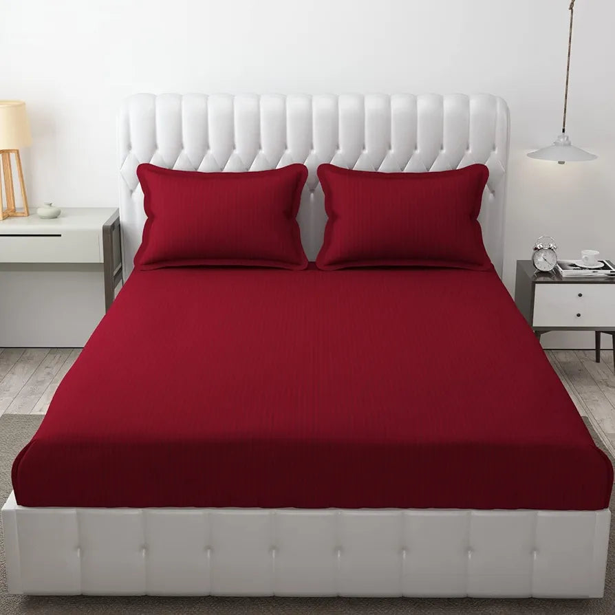 FRESH FROM LOOM Microfiber Wrinkle Resistant|Soft Skin Safe|Breathable Queen Size Flat Solid Bedsheets|Hotel & Home|Double Bedsheet Set With 2 Pillow Covers 144 TC 
