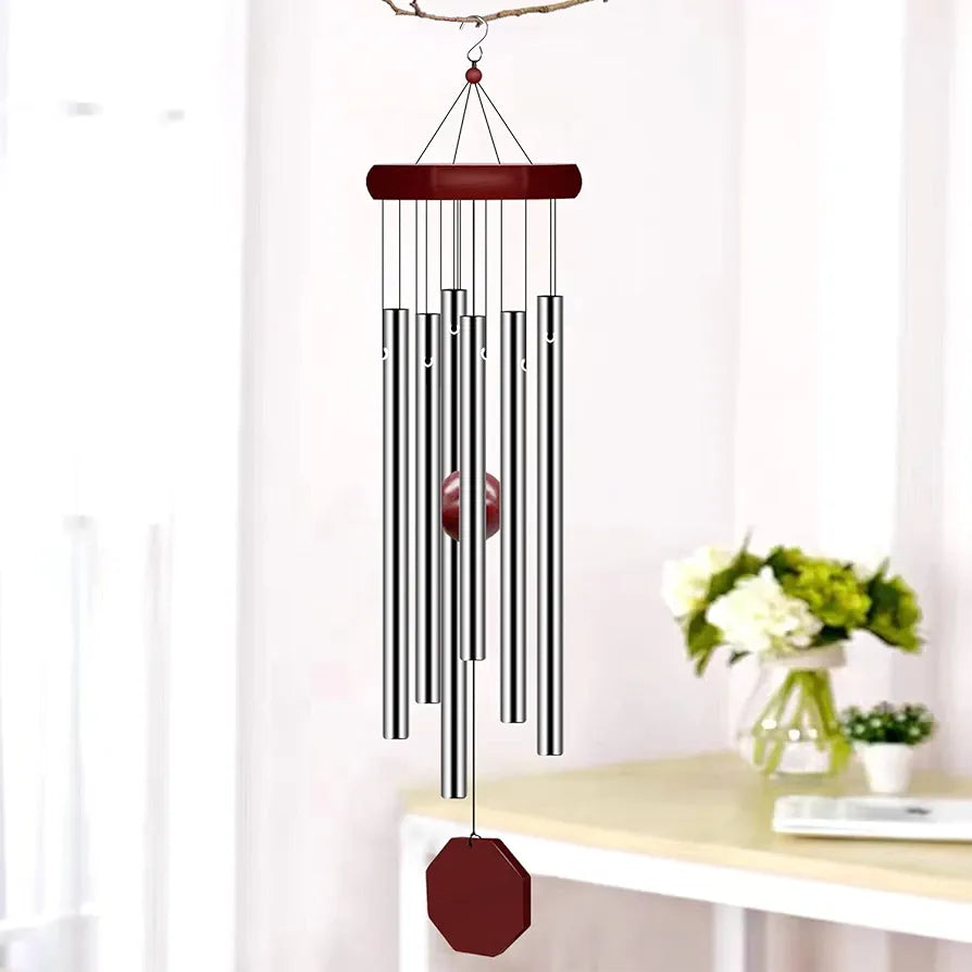 Pgzsy Memorial Wind Chimes Outdoor Large Deep Tone, Wind Chime Outdoor Sympathy Wind-Chime Personalized with 6 Tuned Tubes, Elegant Chime for Garden Patio Balcony and Home