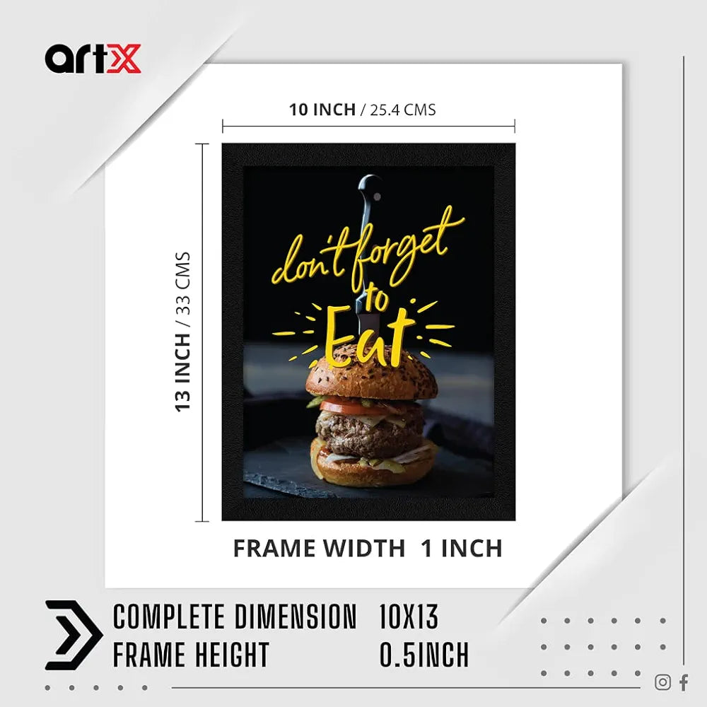 ArtX Paper Don't Forget To Eat Food Quote Wall Frame Art Painting, Multicolor, Motivational, 10 X 13 Inches, Set of 1