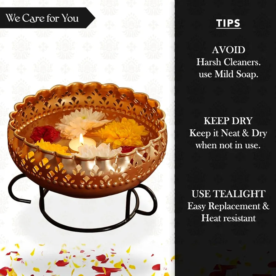 Ekhasa Gold Urli Bowl with Stand for Home Décor