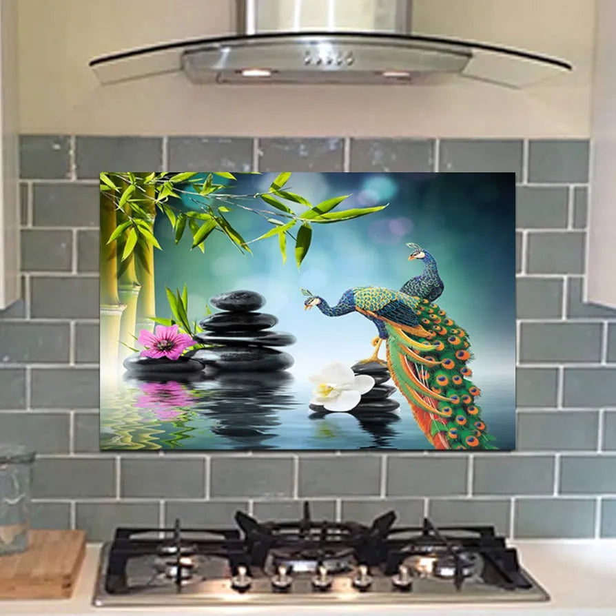 Rangoli Design PVC Stickers Waterproof Laminated Wall Stickers Stylish Kitchen Art 70or50 cm Size Pack of 1