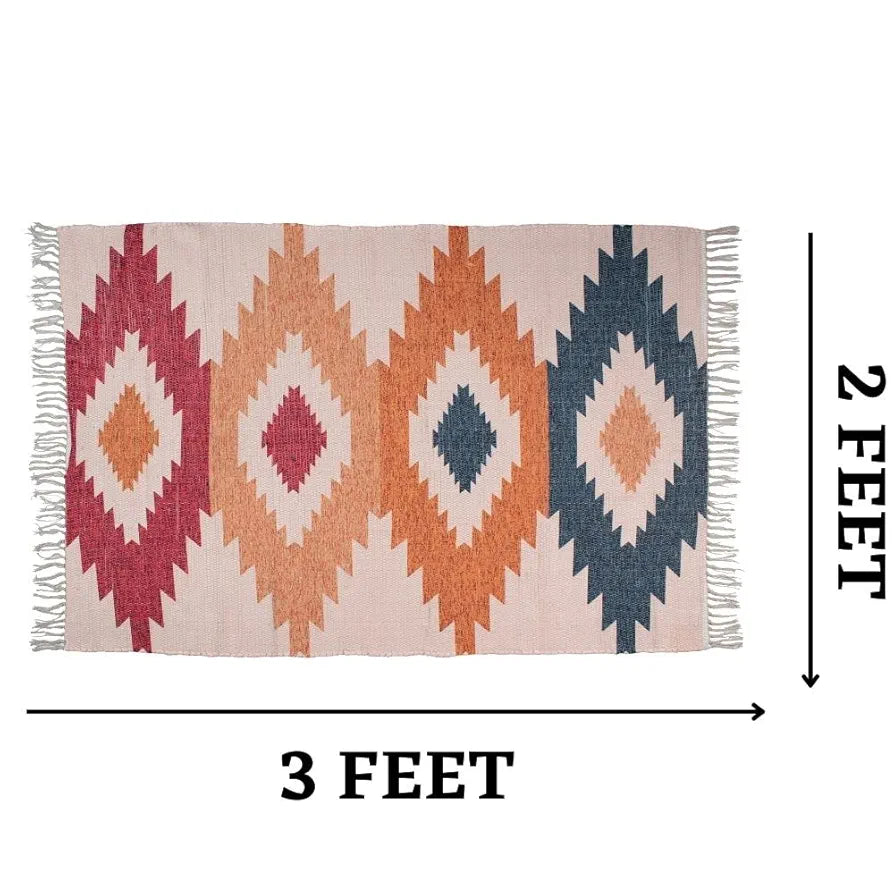 HOMADORN Chindi Handmade Printed Modern Dhurrie/Rugs/Carpet for Living Room/Drawing Room Enhanced Decor for Bedroom 