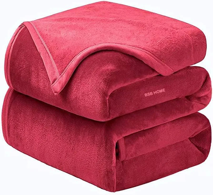 HOMEKART Premium Solid Color Soft Plush Mink Blanket - Ultra Cozy and Warm, Silky Soft All-Season Double Bed Blanket for Bed Sofa & Lounge | TC - 120