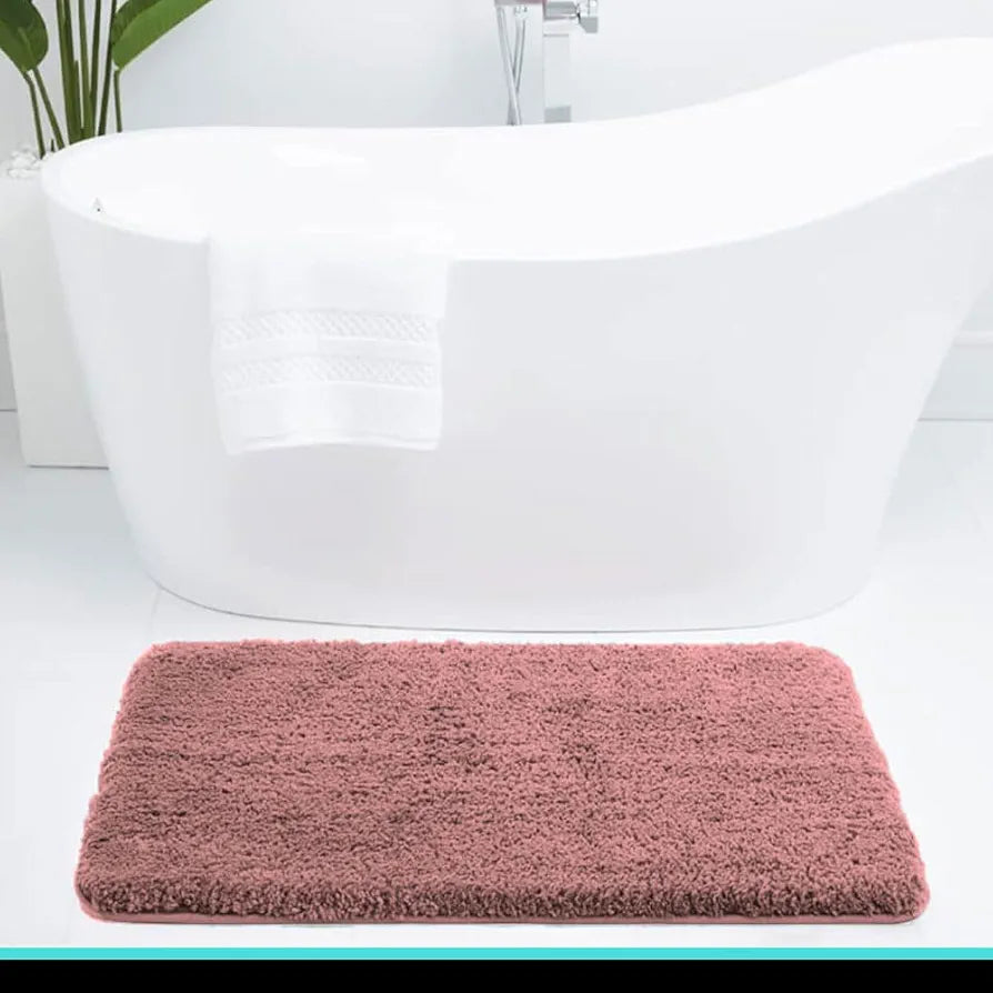 LUXE HOME INTERNATIONAL Microfiber Bath Mat Super Soft Non Slip Vegas Rectangular Mats For Bathroom,DoorPack of 1,Pink