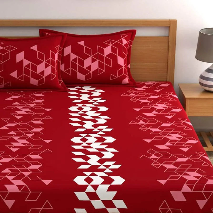 Dreamscape 100% Cotton King Bedsheet with 2 Pillow Covers - 