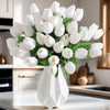 PU Real Touch Tulips Artificial Flowers 30Pcs Flowers Arrangement Bouquet White30