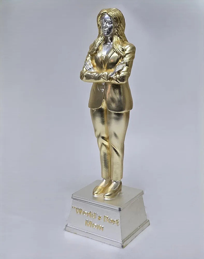 Gold Art India Best Mother Trophy Figurine Gold & Silver Plated Matte Finish | Women's Day Gift for Mother | Mothers Birthday Gift | Study Table | Office Desk 9'' Inch