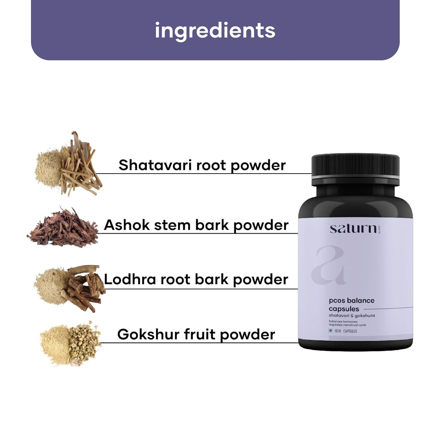 Saturn by ghc pcos balance capsules - 60 caps - Swadesii