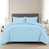 Trance Home Linen Zippered 100% Cotton 200 TC Satin Stripe Queen Duvet Cover Quilt Cover with 2 Pillow Covers Colour Sky Blue