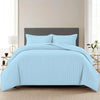 Trance Home Linen Zippered 100% Cotton 200TC Satin Stripe King Size Duvet Cover Quilt Cover Blanket Cover Razai Comforter Cover with 2 Pillow Covers Colour Sky Blue