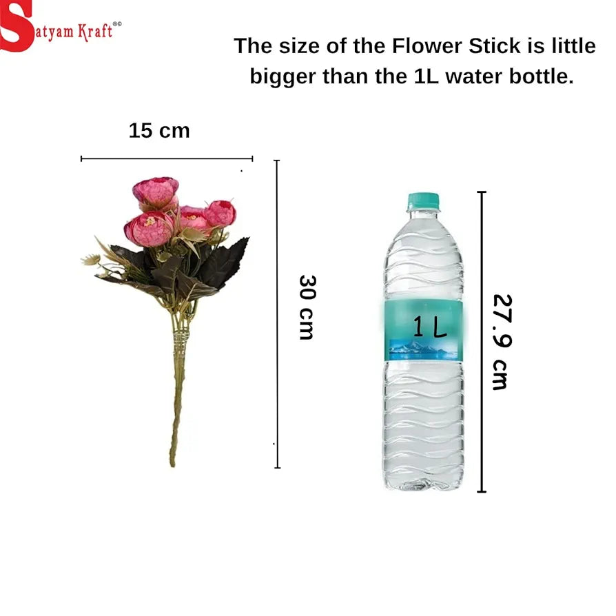 SATYAM KRAFT 2 Pcs Artificial Rose Flower Sticks | Decorative Items for Home Decor, Room, Living Room, Table Centerpiece, Balcony, Office | Perfect for Wedding, Birthday, Enagagement 