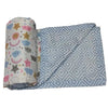 Trance Home Linen Pure Malmal Cotton Multipurpose Baby Dohar 3-Layered Baby Swaddle Blanket Colour Blue Stars and Clouds