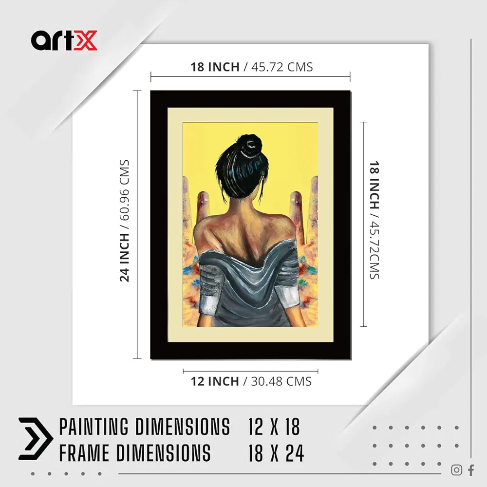 ArtX Paper Premium Abstract Girl Wall Art Painting, Multicolor, Abstract, 18X24 in, Set of 1